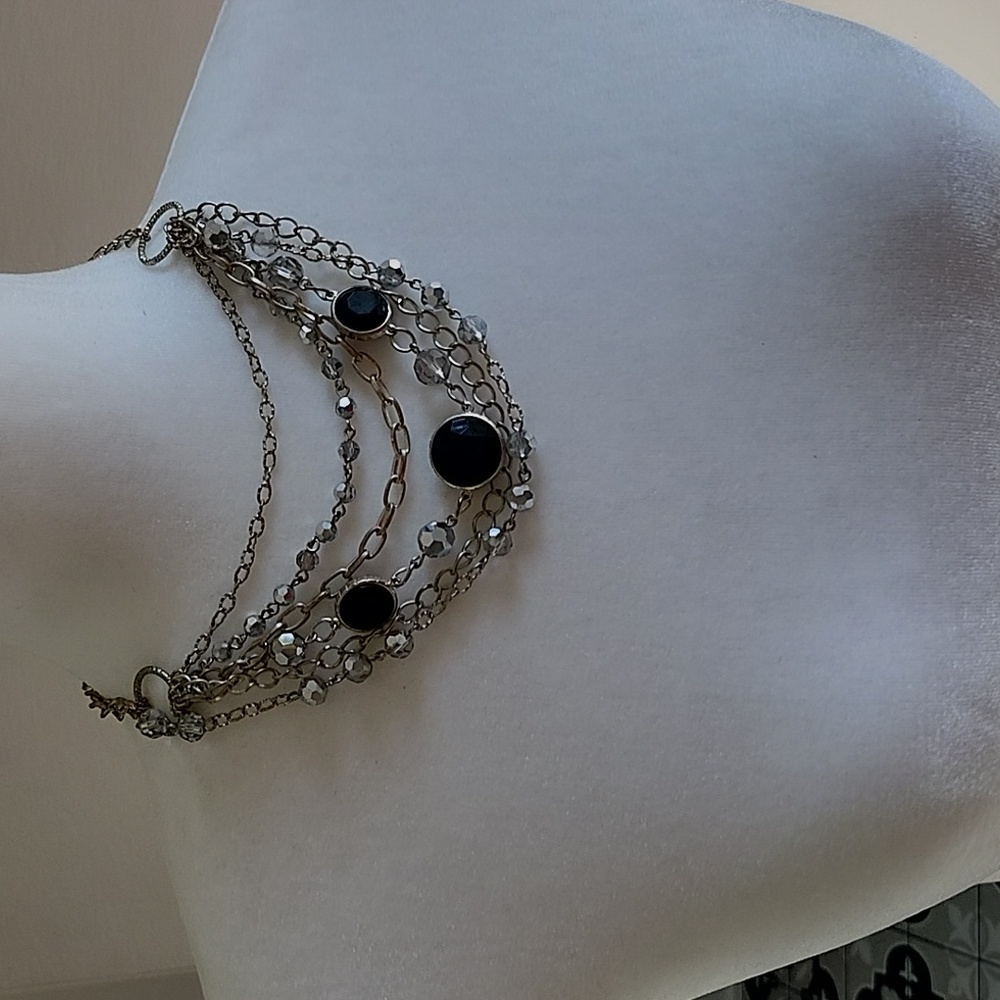 White House Black Market Multi-Layered Necklace with Black Accents